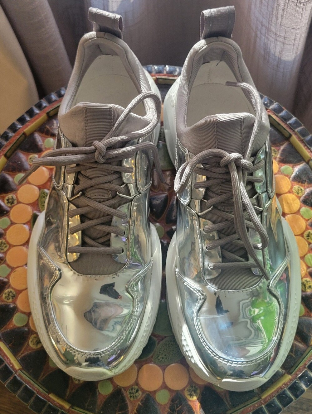 Kenneth Cole Women's Metallic Silver Chunky Runner Sneakers